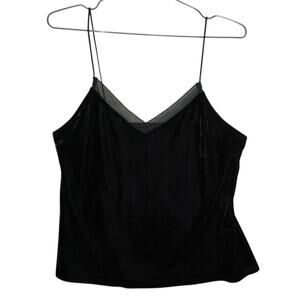 Forever 21 Contemporary Black Velvet Cami Tank Top Spaghetti Strap Size Small
